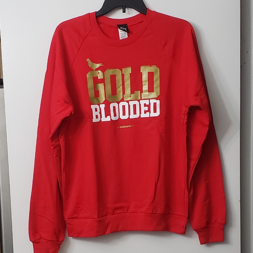Adapt Clothing Brand "Gold Blooded" Men's Red & Gold Crewneck Sweatshirt NWT
